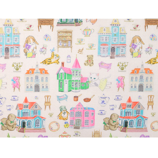 日本yukiemon松浦进口60支纯棉面料动物房屋可爱卡通裙子轻薄服装