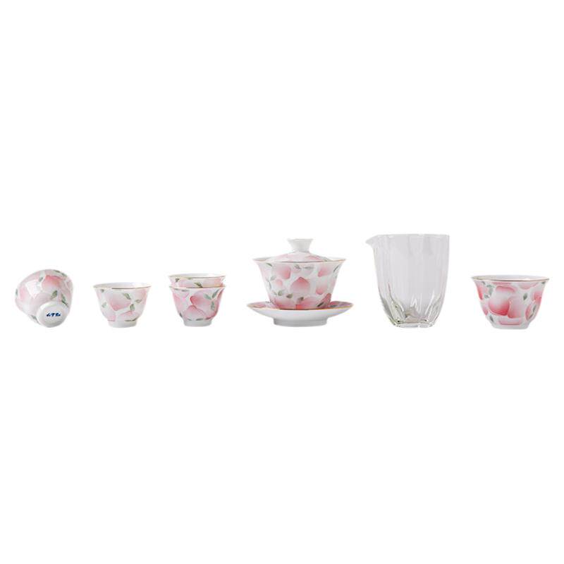 红官窑釉下彩功夫茶具套装桃喜