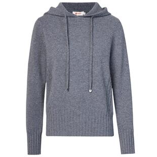 皮皮狗冬季新款连帽绞花羊绒衫女休闲时尚针织套头厚实毛衣