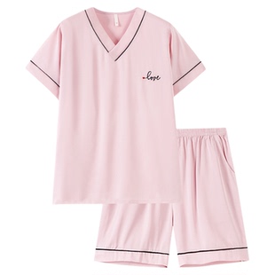芬腾可安睡衣女款夏2026新款夏季冰雪丝女士夏款短袖短裤粉家居服