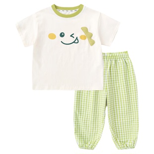 嘟嘟家儿童套装春季男童短袖裤子夏季女童物理防蚊裤宝宝童装新款