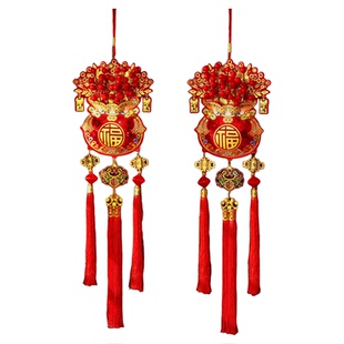 2026新年过年装饰挂件喜庆钱袋福字大门马年春节氛围红果福袋挂件