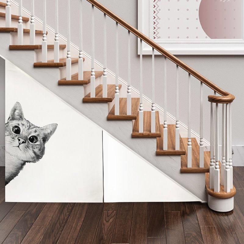 楼梯侧面遮丑隔断帘楼梯底下三角形不规则遮挡帘魔术贴装饰遮挡布