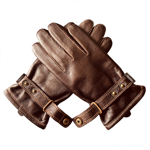 意大利进口头层绵羊皮真皮手套男冬季加绒加厚保暖防风摩托车开车