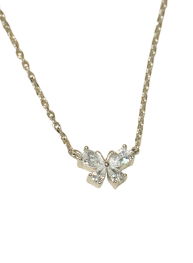 s925银高火彩水滴钻小蝴蝶锁骨链