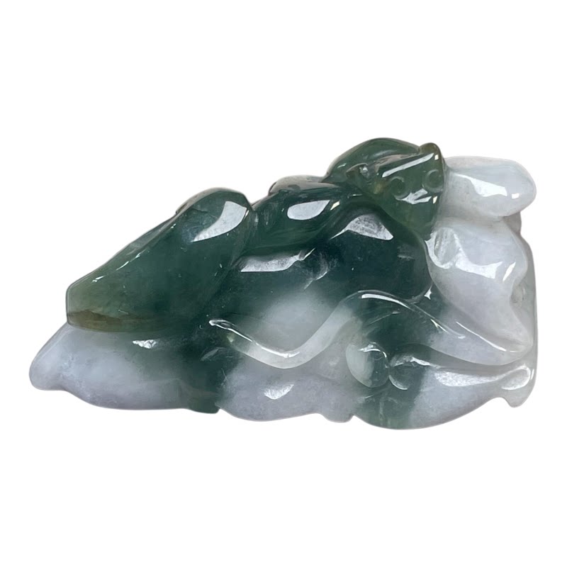 隆慈缘原矿翡翠源头直发A货翡翠细糯种飘花福在眼前事叶有成吊坠
