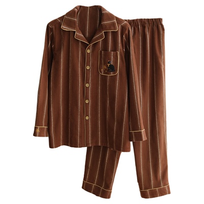 秋冬高级感简约纯棉睡衣男士女士