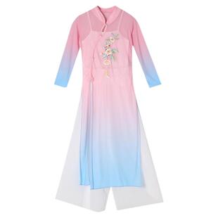 合唱服儿童古典舞旗袍演出服女练功服纱衣飘逸阔腿裤训练习身韵服