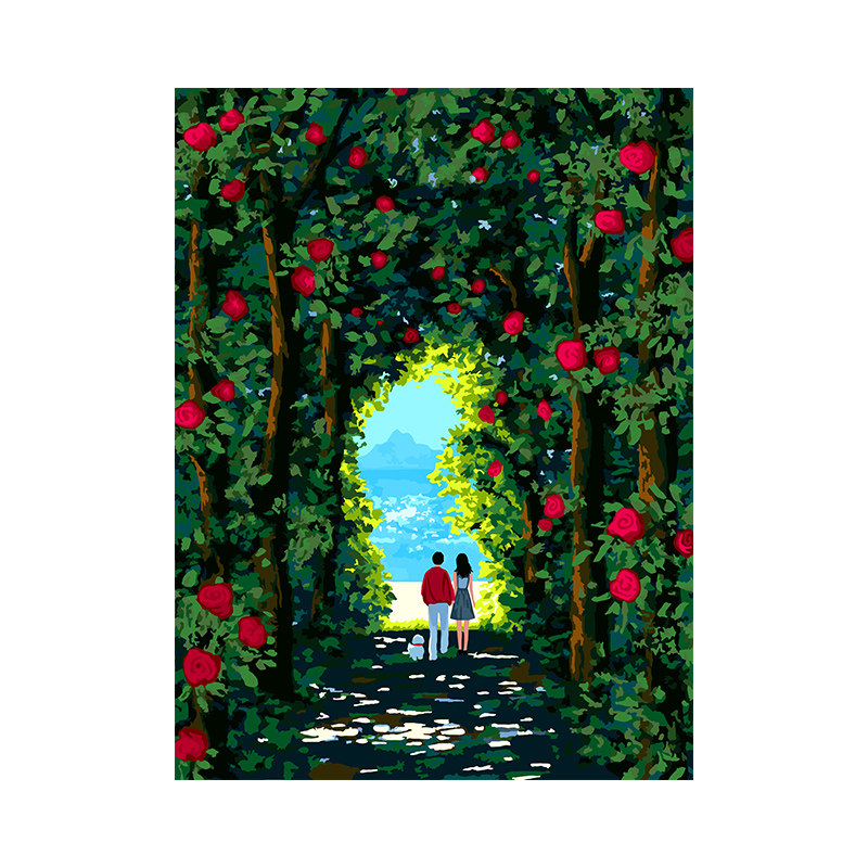手工填色风景数字油画