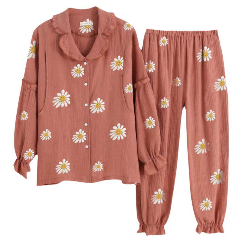 月子服大码哺乳睡衣女200斤春秋纯棉纱布喂奶产后住院孕妇家居服