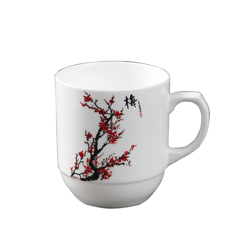 景德镇无盖陶瓷茶杯梅兰竹菊水杯