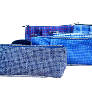 丹凤创意上海手织布土布粗布手工包笔袋拉链文具盒收纳包眼镜袋子