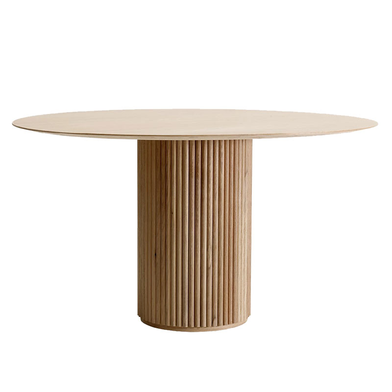 比特/设计师原木色实木圆桌大理石餐桌岩板洽谈桌子咖啡桌阳台桌