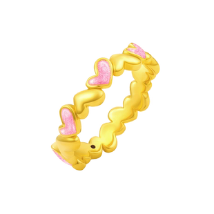 周大福SOINLOVE宝藏女孩爱心满心偏心黄金戒指女生日礼物新年礼物