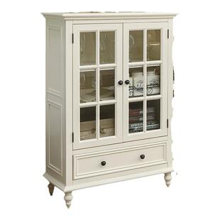 慕盛家具美式实木酒柜白色现代简约小户型储物柜餐厅餐边柜客厅
