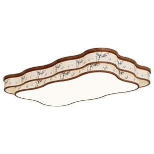 宋氏美学客厅主灯吸顶灯中古风胡桃木纹餐厅卧室现代简约大气灯具