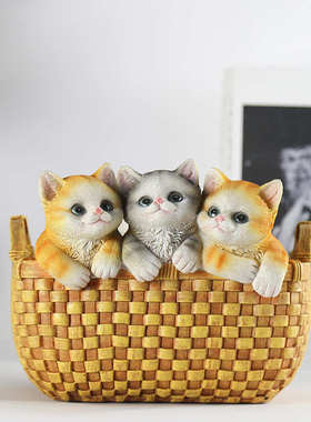 放钥匙收纳盒动物玄关创意客厅桌面摆件小猫摆件动物新中式装饰品