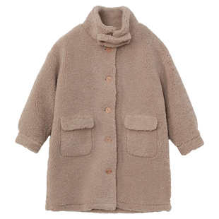 知了童装 女童秋冬装新款中长款仿羊羔毛大衣儿童加厚外套K3382
