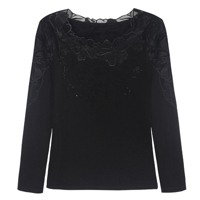 2025新款加绒蕾丝上衣女冬高级感