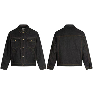 BurnBro「丹宁原牛 硬挺版型」美式复古水洗加厚牛仔棉服夹克外套
