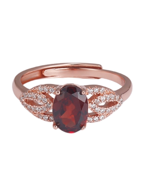 天然鸽血红石榴石复古活口戒指