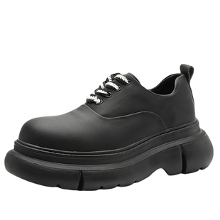 皮鞋男款2026新款春真皮大头鞋子系带痞帅工作鞋高级感通勤德比鞋