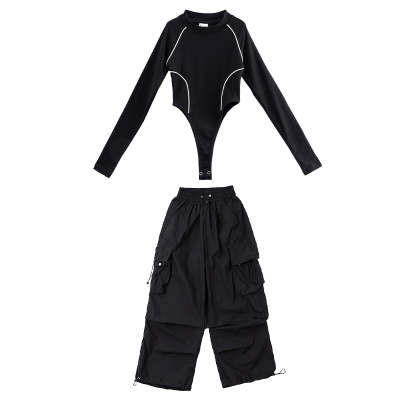 女童潮流爵士舞服紧身连体上衣