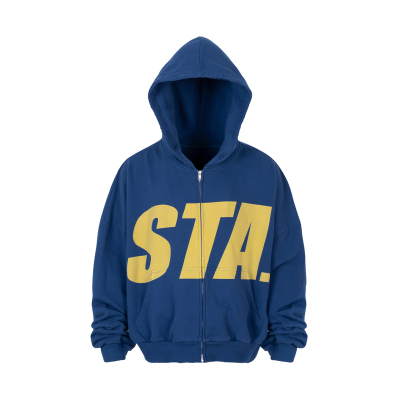 STA早春BIGLOGO廓形直拉帽衫