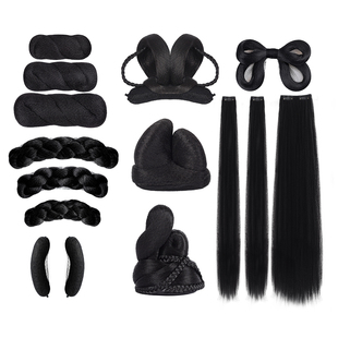 汉服假发古装发包盘发发髻百搭麻花包垫发包古风造型套装牛角发包