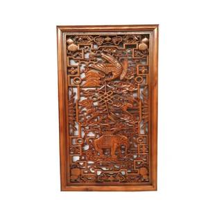 东阳木雕花开富贵牡丹鸟雕花板实木玄关吊顶隔断背景墙中式可定制