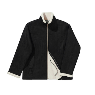 harsh and cruel 简约鹿皮绒羊羔绒皮毛一体保暖夹克外套