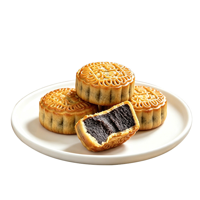 【6个】柴火黑豆沙月饼传统糕点