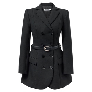 【迪丽热巴同款】self-portrait 2025秋冬经典黑西装外套连衣裙