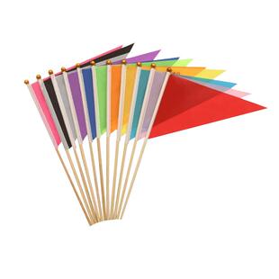 手摇三角彩旗纯红色手持手拿五色小彩旗工地标记记号号码数字7号8号 运动会道具订制定做LOGO图案黄蓝绿旗帜