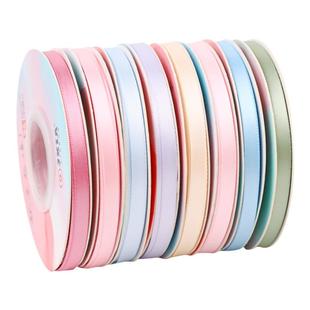 6mm加密双面涤纶织带粉色蝴蝶结花束礼品包装彩带缎带北欧细丝带