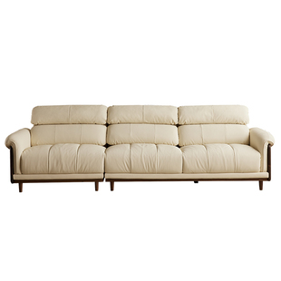 北美黑胡桃木沙发实木奶油风大小户型家用客厅家具真皮三人位沙发