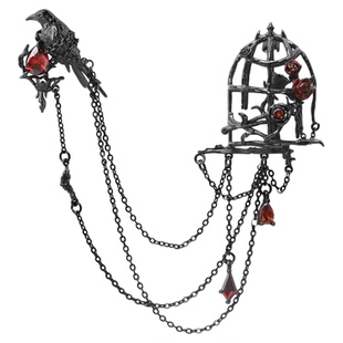 有些乌鸦是关不住的 原创小众鸟笼胸针高级暗黑西装配饰穿搭配件