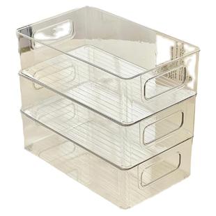 简约透明收纳盒桌面化妆品小盒子宿舍塑料抽屉整理盒可叠加置物架