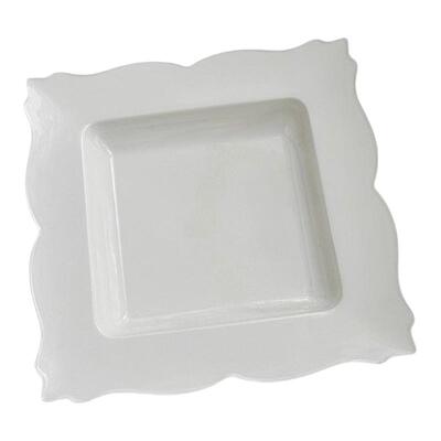 安木良品 外贸出口 法式简约轻奢纯白花边陶瓷餐具鱼盘方型菜盘子