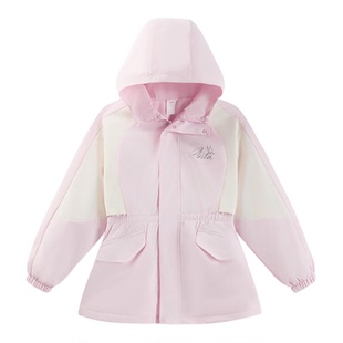 超级安踏女中大童丝光绒外套春季防水运动上衣儿童风衣362538625U