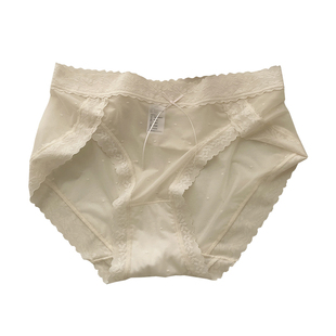 法式朦胧纯欲性感蕾丝高开叉内裤女舒适轻薄速干中腰纯棉裆3条