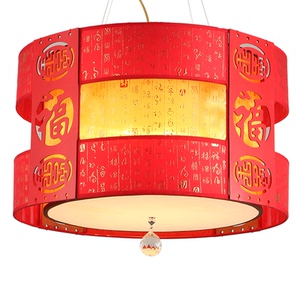 现代中式吊灯酒店包厢羊皮灯笼餐厅灯酒店大厅铁艺圆形复古灯具