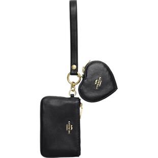 【新款】COACH/蔻驰奥莱女士黑色牛皮革腕包手拿包和HEART手包