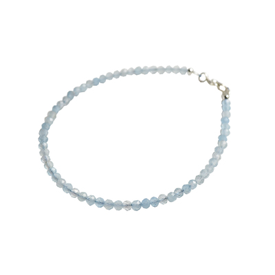 天然冰种海蓝宝手链2mm极细切面