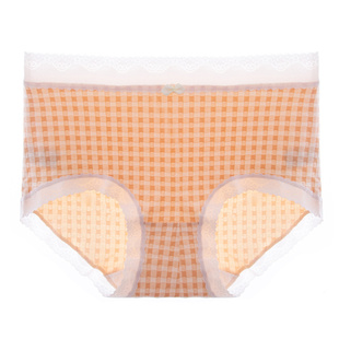 大码内裤女胖MM200斤中高腰无痕格子日系可爱少女棉质舒适裆
