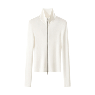 【都市针织】双头拉链立领修身显瘦扬子纱纯羊毛针织打底衫女内搭