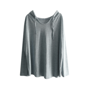 巨宽松大码针织连帽慵懒风长袖卫衣女2025春薄款垂感纯色休闲帽衫