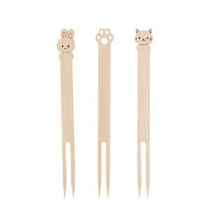 萌宠一次性水果叉子儿童可爱小竹签食品级甜品蛋糕叉圣诞家用竹叉