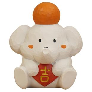 艾集原创大象接立项立象摆件好运桌面办公室可爱卡通手办桔象如意