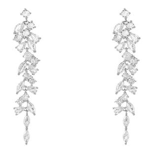 贵气感锆石长流苏耳环古早复古耳钉重工轻奢矜贵耳饰气质耳夹耳坠